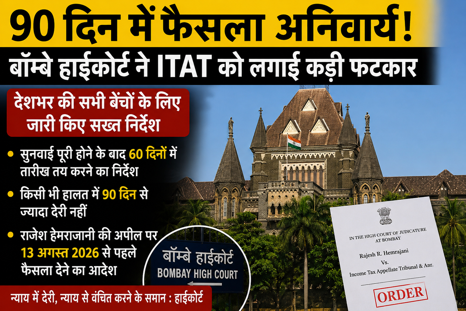 90 दिन में फैसला सुनाना होगा! बॉम्बे हाईकोर्ट ने ITAT को लगाई कड़ी फटकार, देशभर की सभी बेंचों के लिए जारी किए सख्त निर्देश