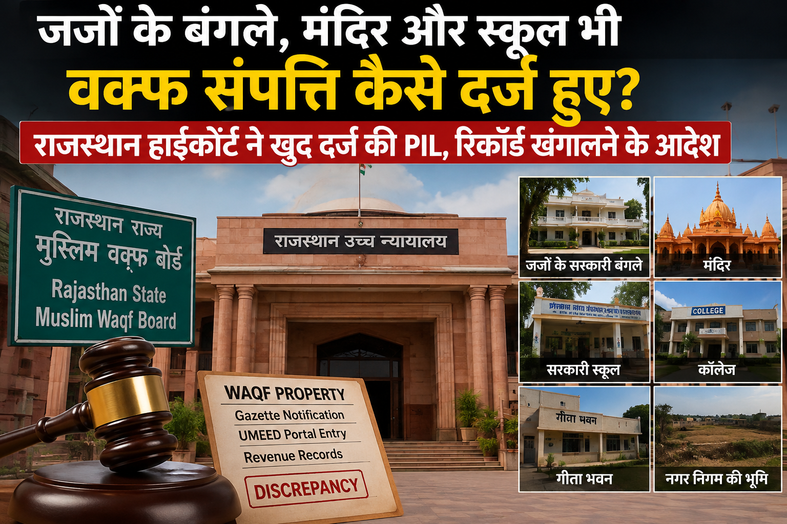 जोधपुर में वक्फ रिकॉर्ड पर बड़ा बवाल! जजों के सरकारी बंगले से मंदिरों तक की एंट्री पर हाईकोर्ट ने लिया स्वतः संज्ञान