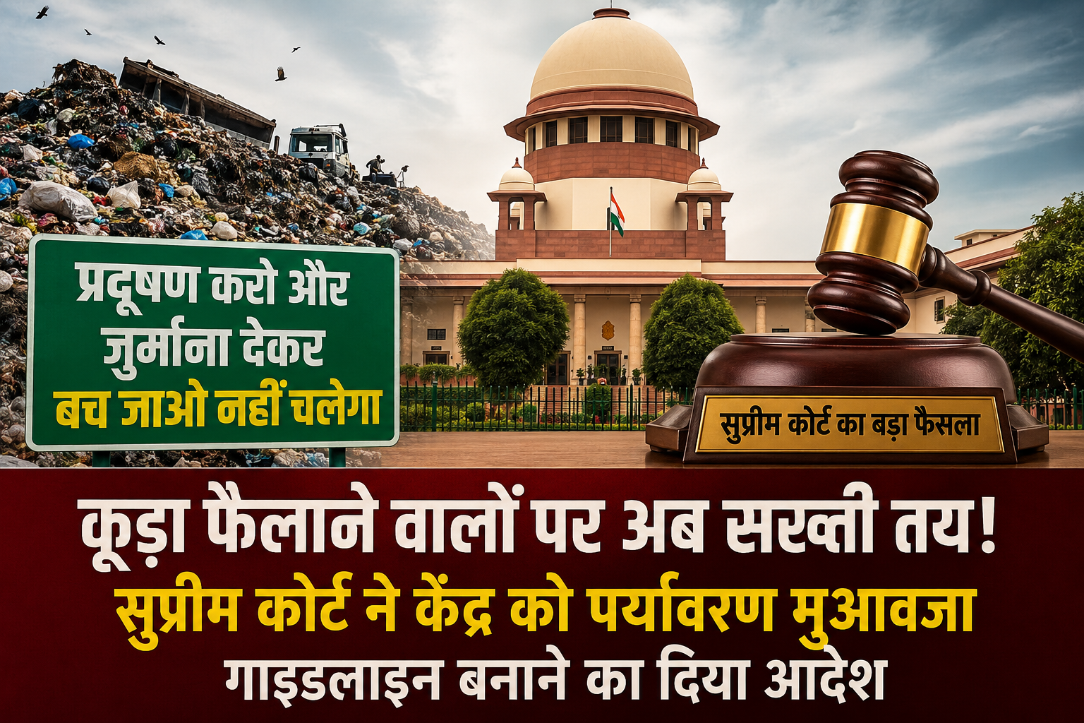 सुप्रीम कोर्ट का बड़ा पर्यावरणीय फैसला! अब कूड़ा फैलाना पड़ेगा महंगा, केंद्र को देशभर के लिए सख्त मुआवजा नियम बनाने का आदेश